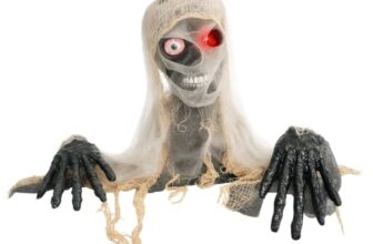 HOMCOM Krabbelnde Outdoor Halloween Mumie Deko mit gruseligem Sound