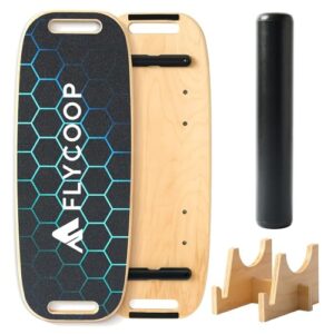 Flycoop Premium Balance Board für Erwachsene – Profi Wackelbrett mit Rolle für Gleichgewicht & Koordination, Core Training für Surf, Skate & Fitness, Rutschfest & Belastbar bis 200 kg