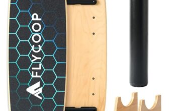 Flycoop Premium Balance Board für Erwachsene – Profi Wackelbrett mit Rolle für Gleichgewicht & Koordination, Core Training für Surf, Skate & Fitness, Rutschfest & Belastbar bis 200 kg