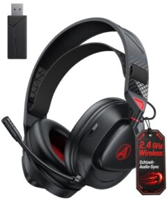 Gaming Headset Wireless für PS5 PS4 PC MAC Handy, 2.4Ghz(USB & Typ-C)+ BT