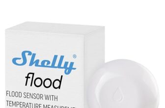 Shelly Flood | Kabelloser Flutsensor mit Temperaturmessung | Hausautomation | Tropf- und Leckalarm Fußbodenheizungssteuerung Kompaktes Design leicht zu bedienen Batterielebensdauer bis zu 18 Monaten