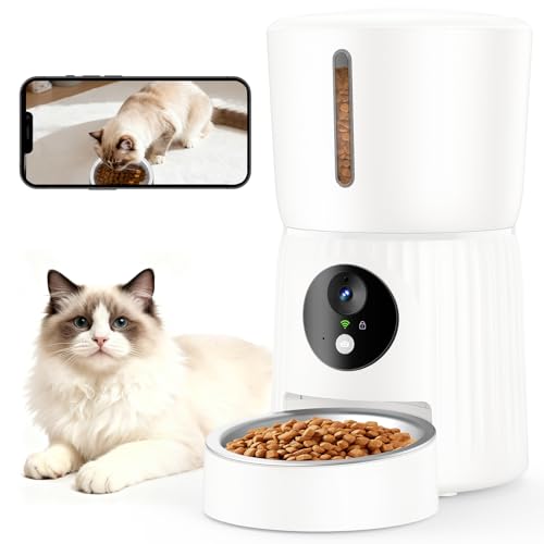 Faroro Futterautomat Katze mit WiFi, 1080P HD Video Katzenfutter Automat mit Nachtsicht, 4L Futterspender für Katzen/Hunde mit Zwei-Wege-Audio, APP-Steuerung, Anti-Blockier-Sensor & Doppelte Kraft