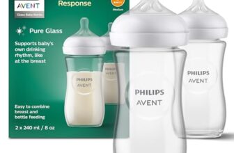 Philips AVENT Natural Response Glas-Babyflasche: 2 x 240 ml BPA-freie Flaschen für Neugeborene von 3–6 Monaten (Modell SCY933/02)