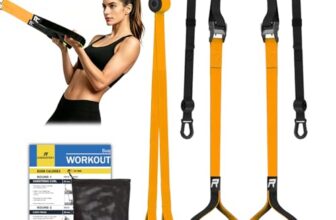 RHINOSPORT Schlingentrainer Sling Trainer Set mit Türanker Einstellbar Fitness Zuhause Suspension – geeignet für unterwegs und für das Training im Innen- und Außenbereich