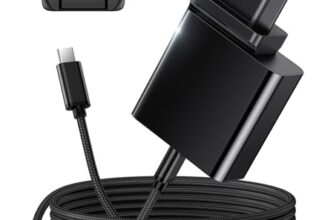 65W Schnellladegerät für Steam Deck, Nintendo Switch 2 & ROG Ally – PD3.0-klappbarer Netzadapter mit 6.6FT(2M) USB-C-Kabel, Switch 2/Steam Deck OLED/ROG Ally X Ladegerät unterstützt TV-Dock(6.6FT)