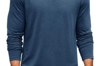 Runcati Herren Langarmshirt Rundhals T-Shirt Sport Oberteile Blaugrau L