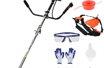 2in1 Benzin Motorsense mit Tragegurt, 52cc 2-Takt Freischneider Benzin mit Antivibrationssystem, 28cm Schnittbreite, Leistungsstark, Rasentrimmer für Garten und Feld 2,2 kW/8500 U/min (Rot)