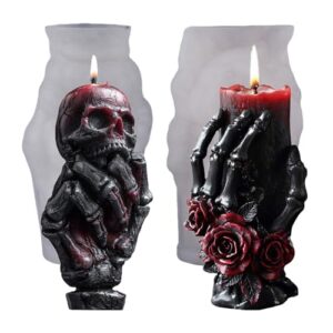 2 Stück Silikonformen Gießformen Halloween Gießformen Silikon DIY Kerzen Formen Silikon Herbst Silikonform Halloween Kerzen Deko Giessformen Totenkopf Silikonform Herbst Kerzenformen Zum Gießen (A+B)