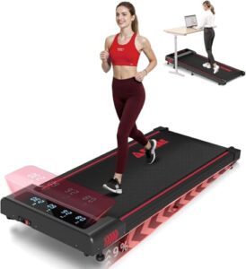 FOUSAE Walking Pad, 4-IN-1 Laufband für Zuhause, 1-10KM/H Laufband Schreibtisch mit 9% Steigung, 2.5HP bürstenloser Motor Walking Machine mit LED-Anzeige, Fernbedienung, 12 HIIT, Bis 150kg Belastbar