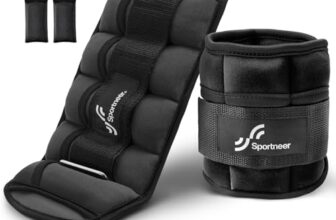 Sportneer Neopren, Gewichtsmanschetten, Verstellbares Fußgelenkgewichte Set, Fuß-/Handgelenkgewicht Manschetten, 1 Pfund bis 7 Pfund (454 g bis 3,18 kg), 2er Packung, Modern, Schwarz