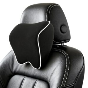 Alaoo Auto Nackenkissen mit 100% Memory Foam, Abnehmbarer,WeißEm Rand