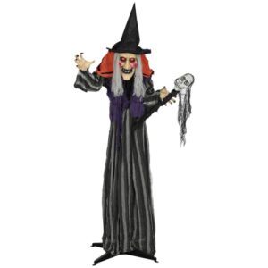 Outsunny Outdoor 160cm Halloween Hexe Animiert Sprechende Dekoration