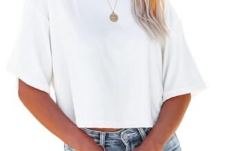 Suncife Damen Sommer Locker Crop Sport Gym Oberteile Cropped T-Shirt Fitness Kurzarm Tops, weiß, L