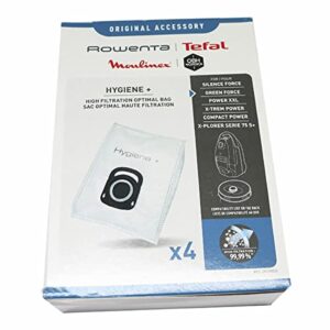 Rowenta Staubsaugerbeutel Hygiene +, automatisches Verschlusssystem, hygienisch, kein Staub-Kontakt, filtert 99,9% der Mikropartikel, 19,5 x 27,5 cm, 4 Stück, weiß, ZR200520