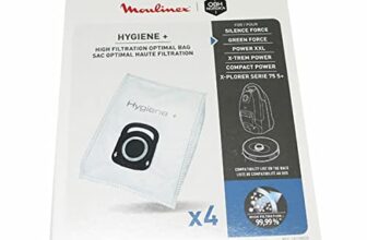 Rowenta Staubsaugerbeutel Hygiene +, automatisches Verschlusssystem, hygienisch, kein Staub-Kontakt, filtert 99,9% der Mikropartikel, 19,5 x 27,5 cm, 4 Stück, weiß, ZR200520
