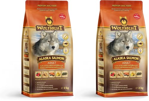 WOLFSBLUT – Alaska Salmon Adult | Trockenfutter mit natürlichen Zutaten und wertvollen Superfoods für ausgewachsene Hunde. Getreidefreies Alleinfutter ohne Zusatzstoffe im Beutel | 2kg Lachs