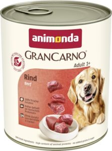 animonda GranCarno Adult Rind (6 x 800 g), Hundenassfutter für ausgewachsene Tiere, Nassfutter für Hunde mit 100 % frischen, fleischlichen Zutaten, Hundefutter ohne Getreide