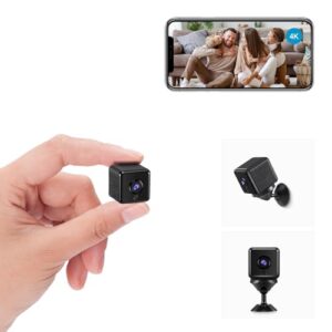 AOBOCAM Mini Kamera, 4K HD WLAN Überwachungskamera Innen WiFi Kamera Live Übertragung Handy APP Für Micro Camera Indoor Mit Akku Kompakte Kleine Sicherheitskamera mit Bewegungsmelder/Nachtsich