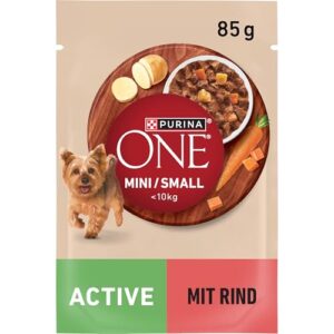 PURINA ONE Mini/Small Active für kleine Hunde, reich an Rind, 26 x 85g