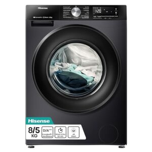 Hinsense WD3S8043BB3 WaschtrocknerConnectLife 16 Programme 8 KG, 54 Liter 1400 UminDampffunktionJetWashAnti-Allergie ProgramAuto ProgramwashSteam RefreshSchwarz