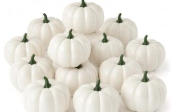 PHENSEM 12 Stück weiße Kürbis für Halloween, Künstliche Kürbis Deko