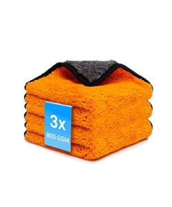 Kemes Mikrofasertücher Auto 3 Stück 800 GSM | 7-Fach Saugstark Poliertuch Handtuch Autopflege und Haushalt | Microfaser Trockentuch weich Polieren – 30 x 30 cm (3PCS)