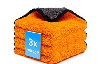 Kemes Mikrofasertücher Auto 3 Stück 800 GSM | 7-Fach Saugstark Poliertuch Handtuch Autopflege und Haushalt | Microfaser Trockentuch weich Polieren – 30 x 30 cm (3PCS)