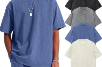 SnowElve Herren Oversized T-Shirt Pack Rundhals Basic Kurzarm Oberteil Sommer Retro Washed Top Vintage Casual Tee Shirts