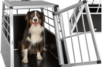 tectake® Hundebox Auto oder Hundebox für Zuhause, Aluminium Hundetransportbox, leicht und stabil, Auto Kofferraum Transportbox für Hunde – 65 x 90 x 69,5cm (Single Groß)