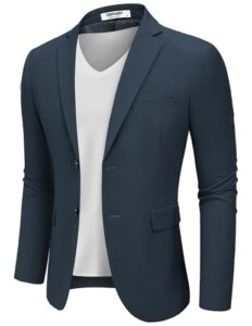 COOFANDY Sakko Herren Sportlich Blazer Sportsakko Freizeit Anzugjacken Jacket Modern Business Navyblau L