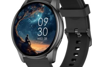 AcclaFit Smartwatch Damen Herren, 1.38 Zoll HD-Display Smart Watch mit Bluetooth Anrufe, Fitness Tracker mit Herzfrequenz SpO2 Schlafmonitor Schrittzähler, IP68 Wasserdicht Fitnessuhr für iOS Black
