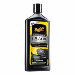 Meguiar’s Ultimate Black Plastic Restorer – Kunststoffpflege Auto – Zierleisten & Stoßfänger – hervorragender UV-Schutz und Glanz – Schutz vor Ausbleichen – 355ml, G15812EU
