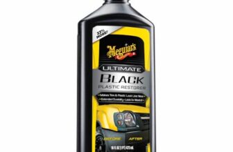 Meguiar’s Ultimate Black Plastic Restorer – Kunststoffpflege Auto – Zierleisten & Stoßfänger – hervorragender UV-Schutz und Glanz – Schutz vor Ausbleichen – 355ml, G15812EU