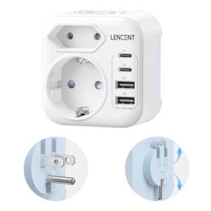 LENCENT Klappbarer Reiseadapter USA Deutschland Stecker, Netzadapter Typ B