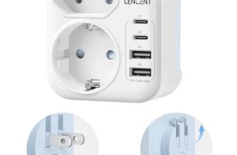 LENCENT Klappbarer Reiseadapter USA Deutschland Stecker, Netzadapter Typ B