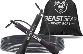 Beast Gear Springseil für Erwachsene – Fitness-Speed-Rope für Ausdauer, Abnehmen Indoor-/Outdoor-Sprungseil zum Boxen, Sport, MMA, Crossfit – Schwarz