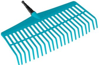 Gardena combisystem-Rechenbesen: Handlicher Zinkenbesen zum Zusammenfegen von Laub und Grasschnitt, mit robusten Kunststoffzinken, Arbeitsbreite 43 cm (3101-20), Leaf Rake, Plastic