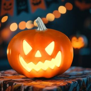 Halloween Deko LED Kürbis Laterne,Kunststoff Leuchtende Kürbisse Laterne(D)
