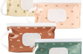 SANNIX Feuchttücher Tasche für Babys, 4 Feuchttücher Tasche für Unterwegs Feuchttücherbeutel für Babys Tragbar Wiederverwendbar Wet Wipe Tasche Baby Feuchttuchspender(Böhmen)