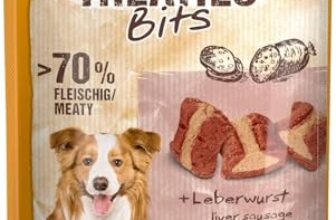 Vitakraft Treaties Bits, Hundeleckerli, Hundesnack weich, gefüllt mit Leberwurst, Hunde Trainingsleckerli, ohne Zusatz von Zucker (1x 120g)