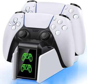 PS5 Controller Ladestation, Dualsense Controller Ladeständer mit LED Anzeige, 3 Stunden Laden Schnellladestation für PlayStation 5 Controller, PS5 Zubehör für PlayStation 5