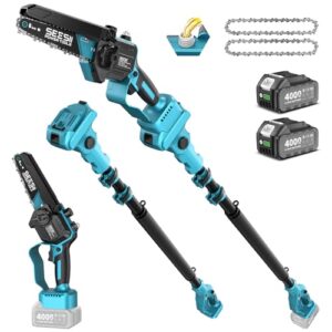 SEESII 6 Zoll 2-in-1 Akku Astsäge & Mini Kettensäge mit 2×4000mAh Akkus