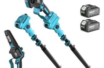 SEESII 6 Zoll 2-in-1 Akku Astsäge & Mini Kettensäge mit 2×4000mAh Akkus