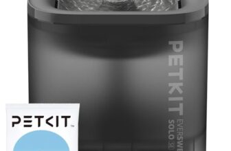 PETKIT CYBERTAIL Katzen Trinkbrunnen, Hundewasserspender,1,85L Katzen Hunde Wasserbrunnen,LED-Licht,25dB Extrem Leiser,Schnurgebundener Wasserspender, Schnurlose Wasserpumpe,Grau