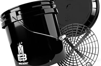 MAGIC BUCKET | Auto Handwäsche Bundle | Wascheimer mit passendem Eimer Deckel 3,5 US GALLONEN ca. 13 Liter | Mit Grit Guard Eimereinsatz Schmutzsieb | Waschset Schwarz/Schwarz