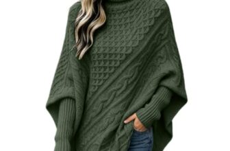 Rollkragenpullover Damen Zopfmuster Grobstrick Sweater Pulli Longpullover