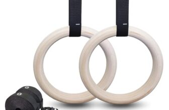 ZLXHDL Turnringe aus Holz mit verstellbaren Gurten, Gymnastikringe mit Metall-Schnallen und Markierungen, bis 200 kg Tragkraft, für Calisthenics, Krafttraining & Fitness