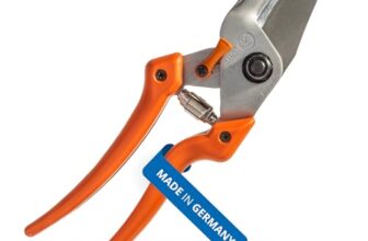 Original LÖWE 8 Profi Amboss Gartenschere 8.107 mit Bypass Geometrie – scharfe handliche Schere mit Stahl-Klinge Antihaftbeschichtung und ergonomisch geformte Griffe für Schneidarbeiten im Garten