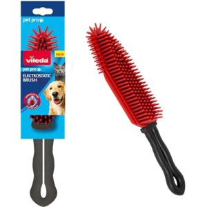 Vileda Pet Pro Elektrostatische Bürste, Tierhaarentferner für Textile Oberflächen, elektrostatische Kraft, langlebiges Silikonmaterial, ideal für Enge Stellen, ergonomisches Design, abwaschbar