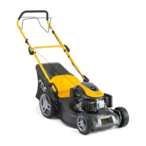 STIGA Combi 53 S Benzin-Rasenmäher, selbstfahrend, 51 cm Stahlmähwerk, 166 CCM Motor, 60 L Grasfangkorb, 3-in-1 Mähsystem, verstellbare Griffe, Yellow (gelb)